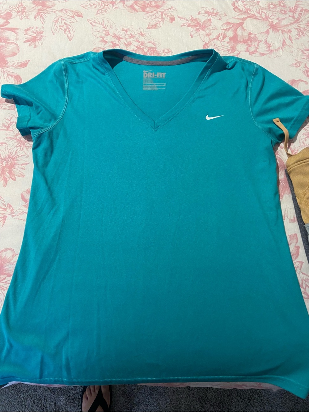 Nike Teal V-Neck Dri-FIT Short Sleeve Top